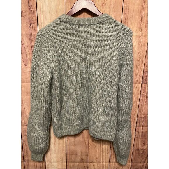 Loft Small wool blend knit sweater grey/green women’s top winter cozy - Picture 5 of 6
